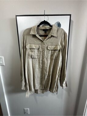 Linen Blend Button-Up Women’s Shirt
